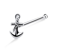 Roped Anchor Shaped Silver Bone Nose Stud NSKD-1035